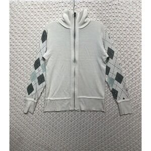 BKE Mens Full ZIP Pullover Sweater Size Small White Buckle Long Sleeve Very Soft